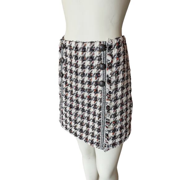 Veronica Beard Starck Tweed Mini Skirt Black Brown Sz 6 - Picture 6 of 13
